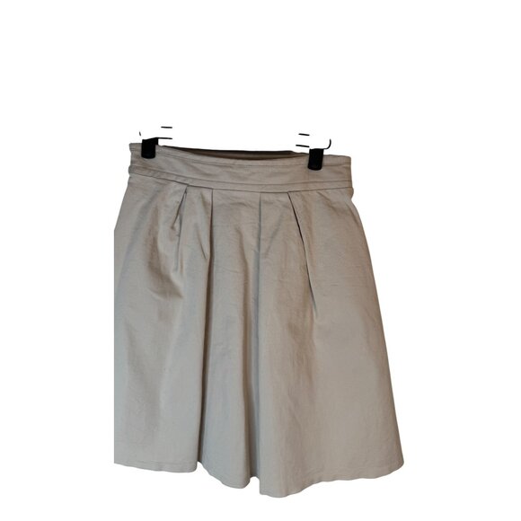 ZARA Size Small Beige Pleated A-Line Skirt S 98% Cotton 2% Elastane - Picture 8 of 13